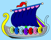 Disegno Barca vikinga  pitturato su ghiukkliojrrewsd