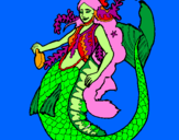 Disegno Sirena con una lunga chioma pitturato su awlin