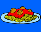 Disegno Spaghetti al ragù  pitturato su manuel