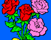 Disegno Mazzo di rose  pitturato su ilaria