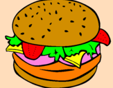 Disegno Hamburger completo  pitturato su Martina.