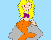 Disegno Sirena seduta su una roccia  pitturato su agnese