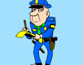 Disegno Poliziotto che fa la multa pitturato su THOMAS MORETTI