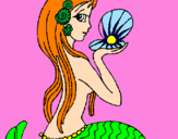 Disegno Sirena e perla  pitturato su alessandra