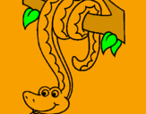 Disegno Serpente avvinghiata ad un albero  pitturato su Andrea B.