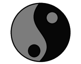 Disegno Yin e yang pitturato su laura