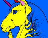 Disegno Testa di unicorno  pitturato su desirée