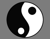 Disegno Yin e yang pitturato su Lessi