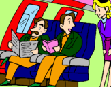 Disegno Passeggeri nell'aereo  pitturato su giulia