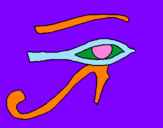Disegno Occhio di Horus  pitturato su giovanni