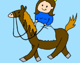 Disegno Principessa a cavallo  pitturato su martina