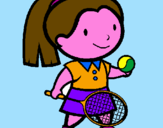 Disegno Ragazza che gioca a tennis  pitturato su AURORA   GIANNOTTI