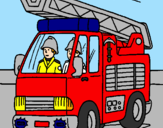 Disegno Camion dei Pompieri  pitturato su il macchinista