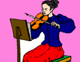 Disegno Dama violinista  pitturato su cantareata