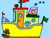 Disegno Barca con ancora  pitturato su GIOVANNI  2003