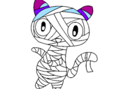 Disegno Mummia gatto scaraboechio pitturato su gaia