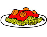 Disegno Spaghetti al ragù  pitturato su L