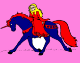 Disegno Principessa a cavallo di unicorno  pitturato su dalila