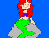 Disegno Sirena seduta su una roccia  pitturato su love