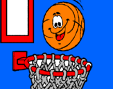 Disegno Pallone e canestro  pitturato su basket