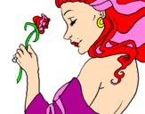 Disegno Principessa con una rosa pitturato su angelica