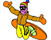 Disegno Salto con lo snowboard pitturato su Lorenzo