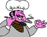 Disegno Lassaggio dello chef pitturato su simone