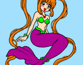 Disegno Sirena con le perle  pitturato su agnese