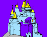 Disegno Castello medievale  pitturato su ghiukkliojrrewsd