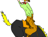 Disegno Cowboy a cavallo  pitturato su lolop