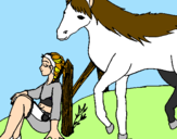 Disegno Pazza e cavallo pitturato su gaia e giada