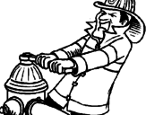 Disegno Pompiere  pitturato su Pietro pompiere