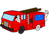 Disegno Pompieri sul camion  pitturato su tommaso