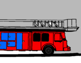 Disegno Camion dei pompieri con la scala pitturato su vincenzo
