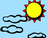Disegno Sole con nuvole 2 pitturato su miki