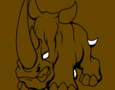 Disegno Rinoceronte II pitturato su diego