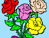 Disegno Mazzo di rose  pitturato su grazia