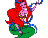 Disegno Sirena tra mille bollicine  pitturato su simone