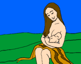 Disegno Madre e figlio  pitturato su Alessia001