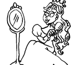 Disegno Principessa con lo specchio  pitturato su roberta