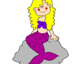 Disegno Sirena seduta su una roccia  pitturato su asia10