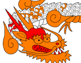 Disegno Drago giapponese II pitturato su samuele