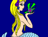 Disegno Sirena e perla  pitturato su IRENE