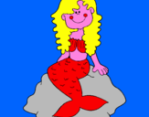 Disegno Sirena seduta su una roccia  pitturato su desirée