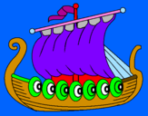 Disegno Barca vikinga  pitturato su andrea