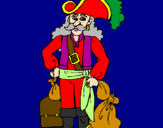 Disegno Pirata con il bottino  pitturato su nicola