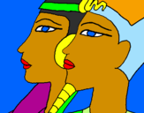 Disegno Ramses e Nefertiti pitturato su angelica