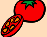 Disegno Pomodoro pitturato su rossella