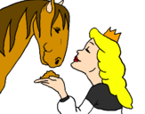 Disegno Principessa e cavallo  pitturato su juve