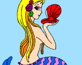 Disegno Sirena e perla  pitturato su agnese